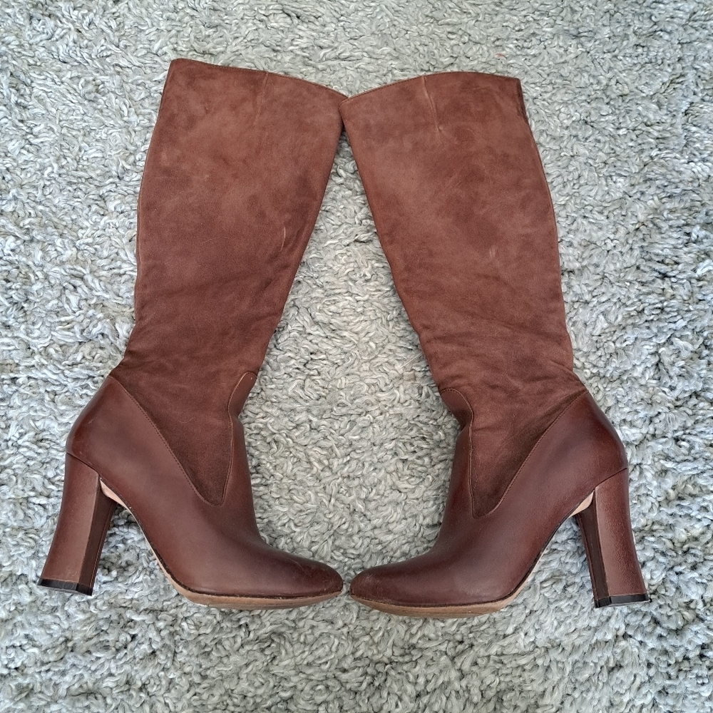 Cole Haan | Chocolate brown sued & heeled leather boots